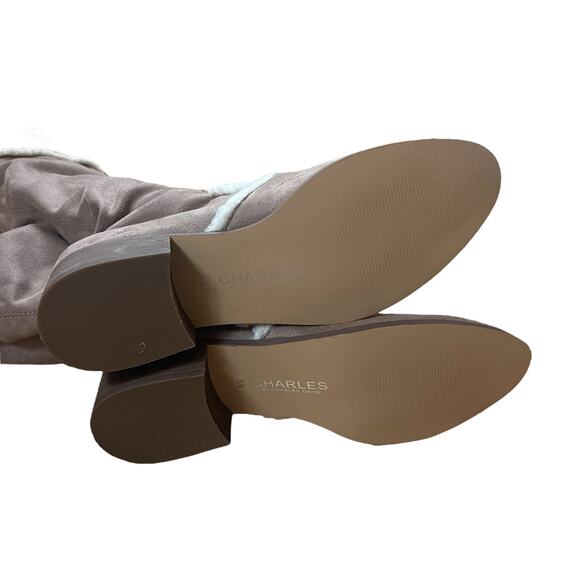 Charles David Gunter Taupe Over The Knee suede shearling Trim Boots Size 9.5 - Picture 9 of 10